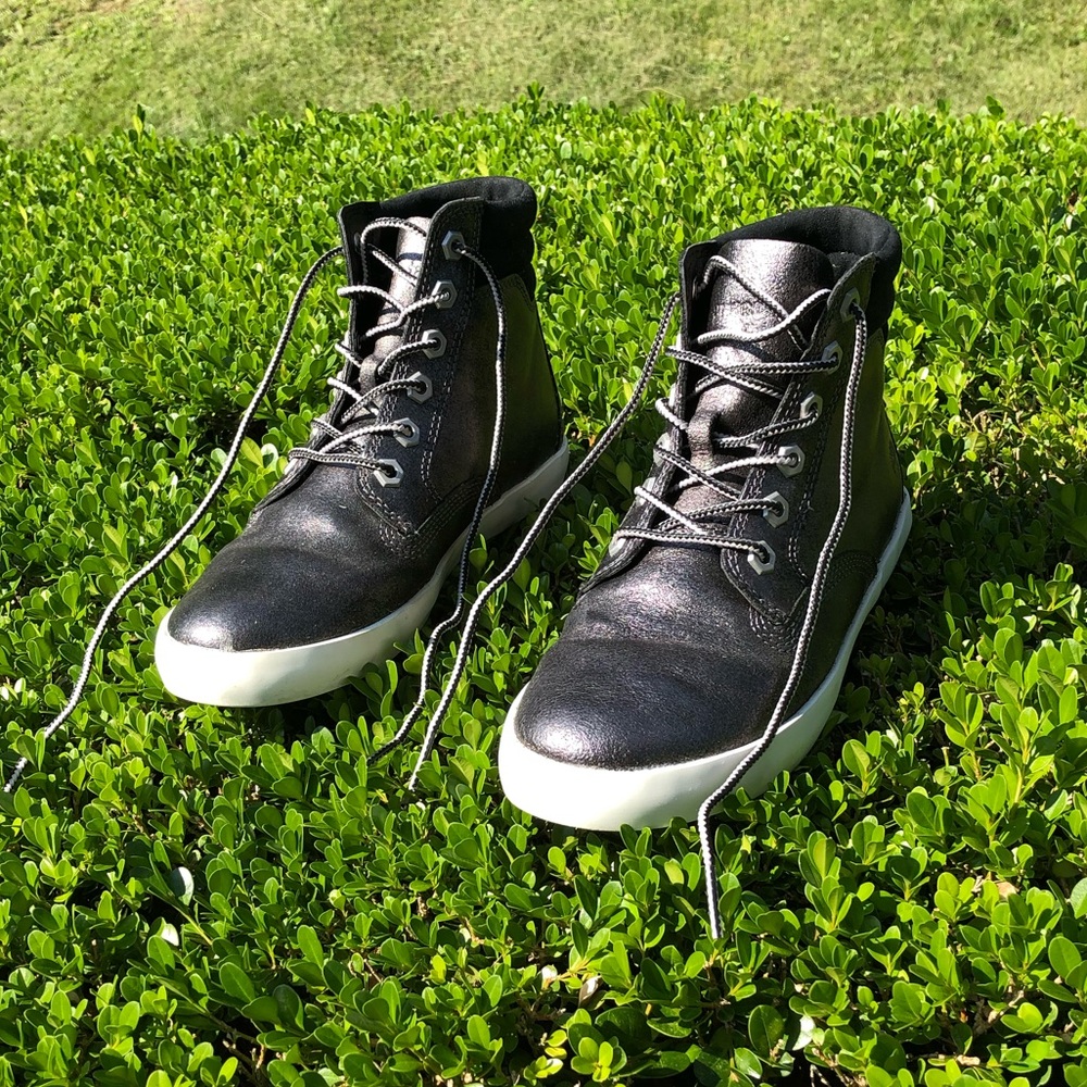 Timberland Black Metallic High Top Leather Sneaker - Picture 3 of 14